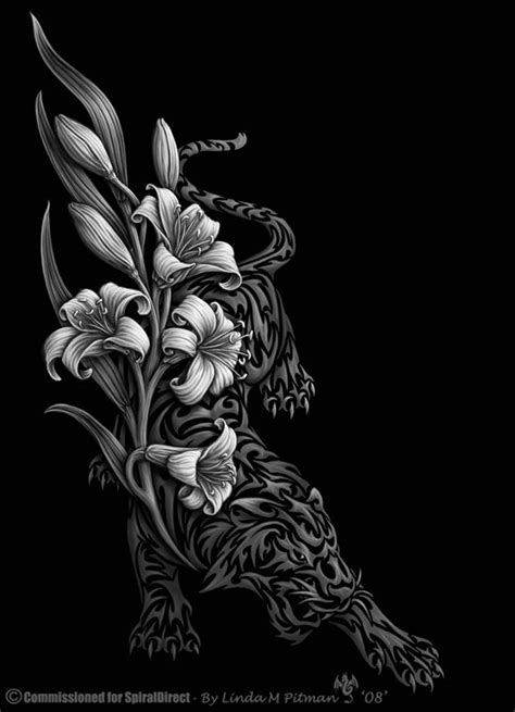 These tattoos combine the exotic flowers ranging from the lily to the lotus with. Tiger Lily Tribal by Sheblackdragon | Tattoos | Pinterest ...