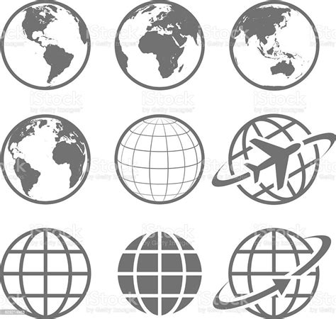 Earth Globe Icon Set Stock Illustration Download Image Now Istock