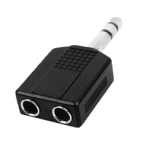 dual 6 35mm female jack to 6 35mm male plug connector y splitter audio adapter