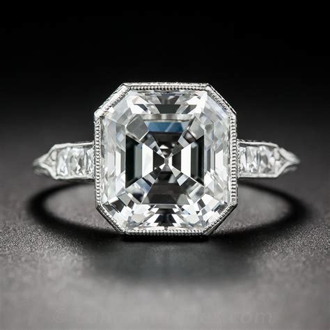 404 Ct Asscher Cut Diamond And Platinum Ring Gia Hvs1