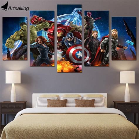 5 Piece Avengers Canvas Wall Art Paintings Sets Boy Bedroom Design