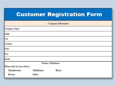 Excel Of Customer Registration Formxls Wps Free Templates
