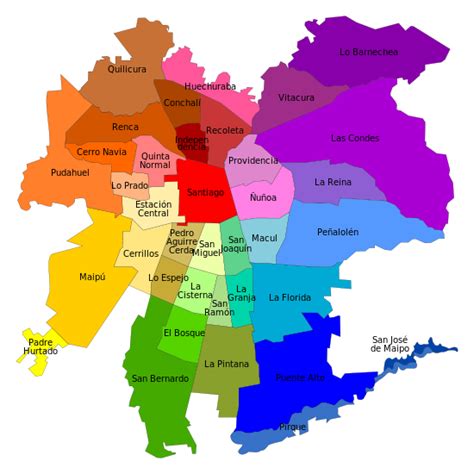 Obtenido de anexo:comunas de la región metropolitana de santiago, chile. File:Comunas de Santiago (nombres).svg - Wikimedia Commons