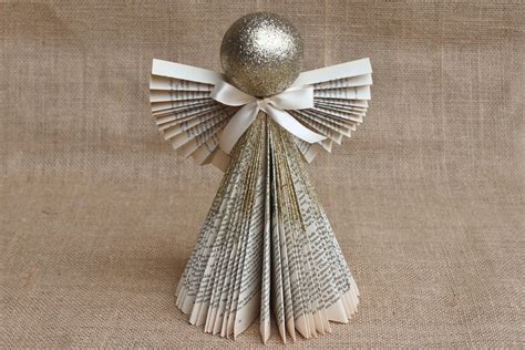 Folded Book Angel Gold 11 By Whimsysworkshop On Etsy Christmas Angels