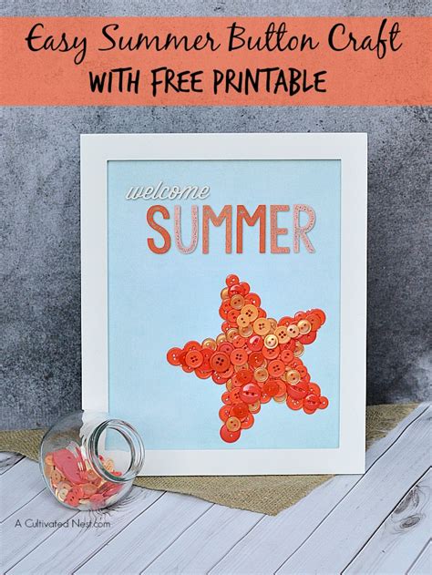 Easy Summer Button Craft And Free Printable