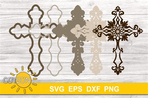 3d Layered Cross 2 Svg Cut File Layered Floral Cross Svg 945076