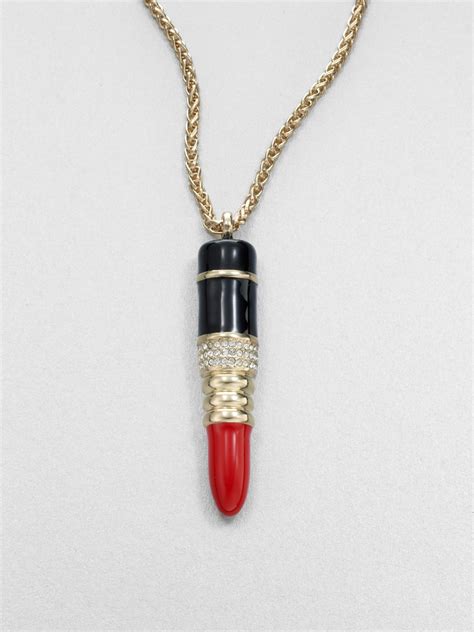 Kenneth Jay Lane Carved Pendant Beaded Necklace In Red Lyst