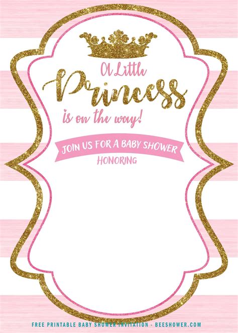 Cool Free Pink And Gold Princess Baby Shower Invitation Baby Shower