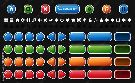 Ui Buttons Icons Set Isolated Vector Illustration Of Mobile Game