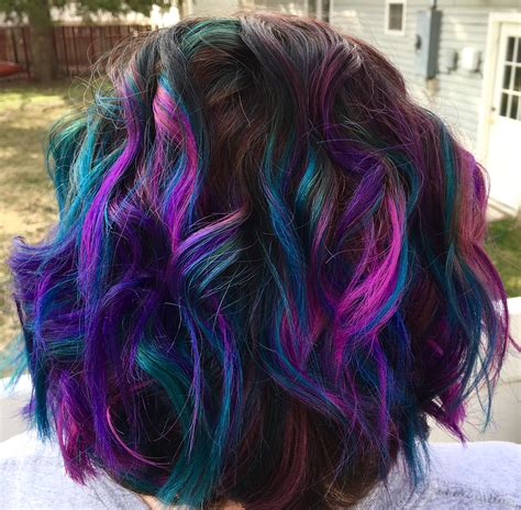 Pink Purple And Teal Balayage Highlights Hair And Makeup By Jaidyn