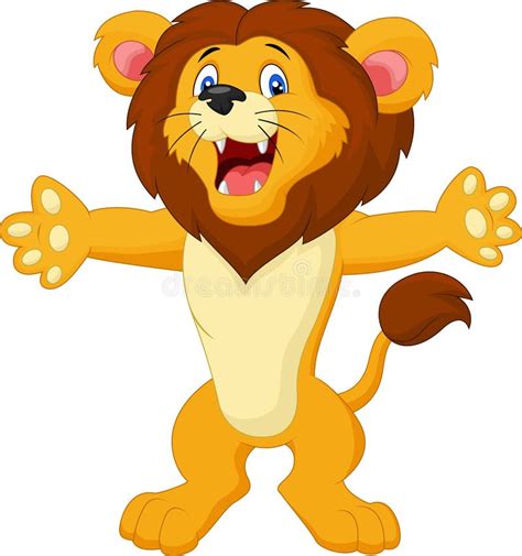 Happy Cartoon Lion Posing Stock Vector Image 45743905