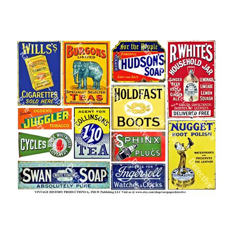 vintage advertising signs digital download sheet general store ads and signage colorful rusty