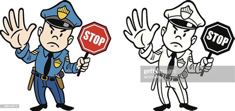 Vintage Cop With Stop Sign High Res Vector Graphic Getty Images