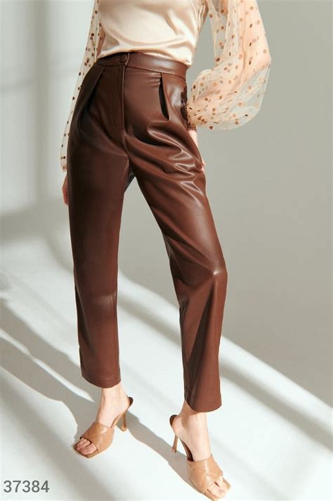 Brown Leather Pants For Women Faux Leather Pants Woman Vegan Etsy