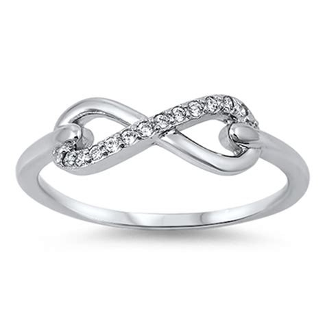 women s infinity clear cz promise ring new 925 sterling silver band sizes 4 12 ebay