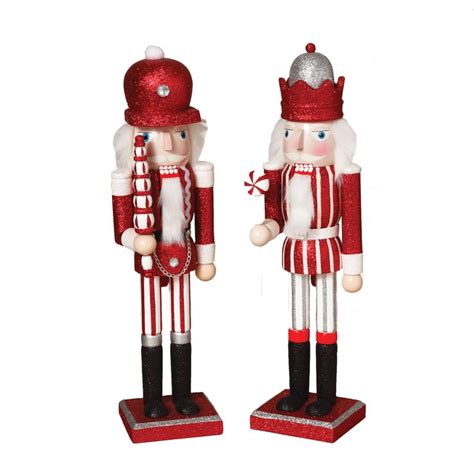 15 Red And White Candy Cane Striped Wooden Christmas Nutcracker