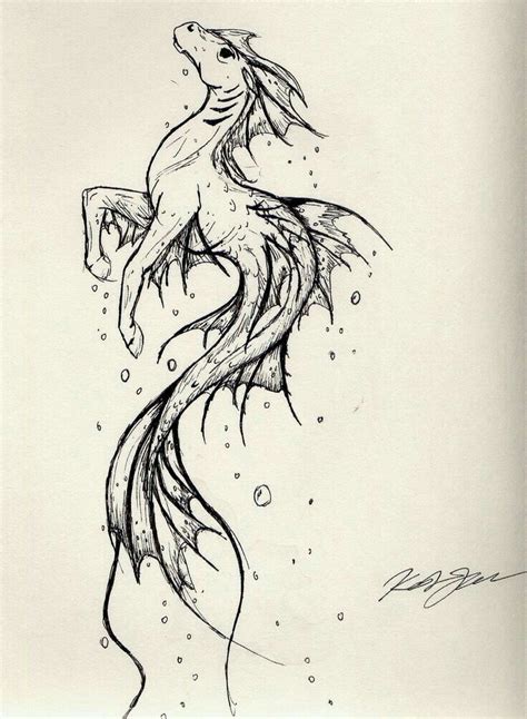 Lindo Dibujo De Un Hipocampo Mermaid Drawings Mythical Creatures Art