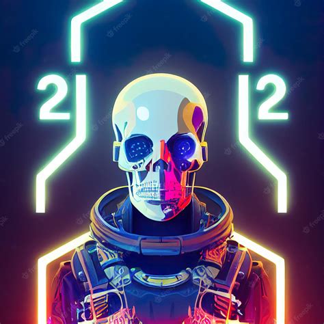 Premium Photo Hologram Skull Skull Neon Glowing Digital Illustration