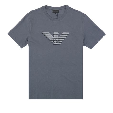 Emporio Armani Embroidered Eagle Logo Grey Tee Mens From Pilot Uk