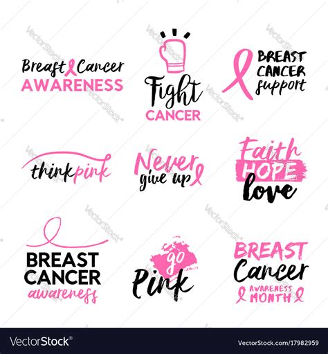 Maybe you would like to learn more about one of these? Breast cancer awareness hand drawn text quote set Vector Image