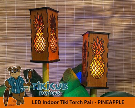 Tiki Torch Set Pair Indoor Flickering Low Voltage With Etsy Tiki