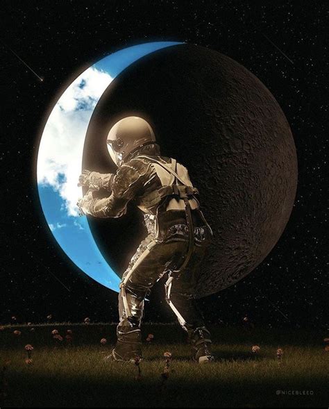 Astronaut Behind The Moon In 2021 Space Artwork Astronaut Art