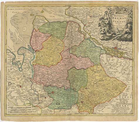 Antique Map Of The Duchies Of Bremen And Verden By Homann C1730
