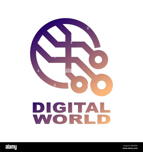 World Tech Logo Design Template Abstract Digital Shape Concept For