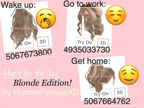 Hairs For Phases Of The Day Blonde Edition Roblox Codes Coding