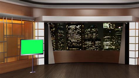 News Tv Studio Set 83 Virtual Green Screen Background Loop Banco De