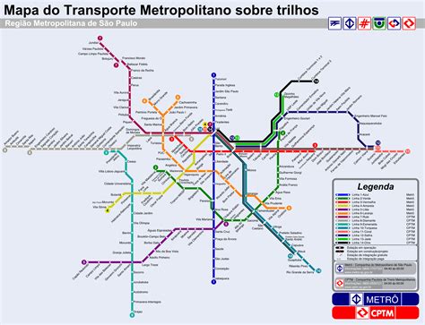 Para ayudarte a moverte en la ciudad, usted puede usar los mapas de transporte de são paulo operado por el metrô, viaquatro o cptm. Sao Paulo (Brazil) Subway Map | Mapa de trem, Linhas de metro, Mapa do metrô