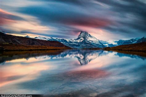 Matterhorn Flowing A Cloudy Sunset At Stellisee Switzerland Get In