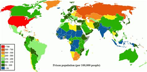 World Map Showing Prisoners Per Capita By Country Map World Map