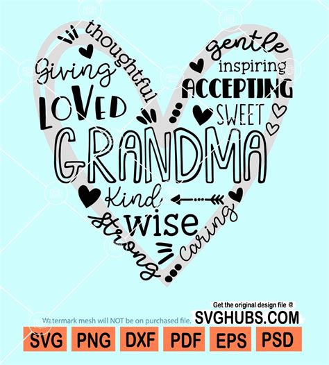 Grandma Word Art Svg Grandma Svg Best Nana Svg Mothers Days Svg