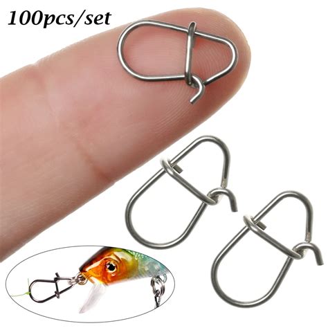 100 Pcslot Stainless Steel Fishing Hanging Snaps Barrel Swivel Safety