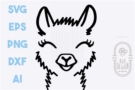 Cute Llama face SVG, Lama Head SVG, Llama Illustration Svg (438150