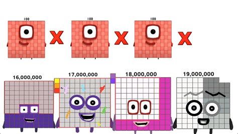 Numberblock 100 X 100 X 100 X 16 To 20 And Generate Value Up 16 Millon