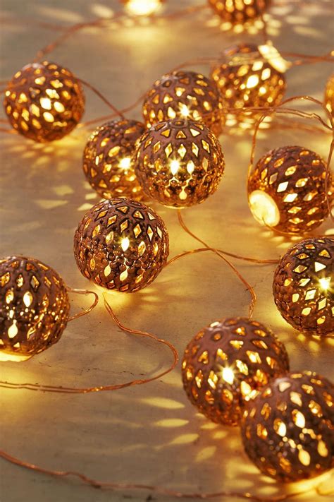 Moroccan Lantern Ball Set Of 40 Led String Light Ornaments Lantern
