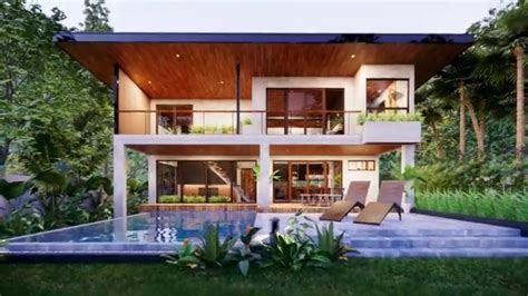 Two Storey Modern Tropical Villa With Swimming Pool Archian Builders