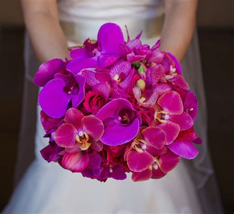 Bridal Bouquet Of Magenta Phalaenopsis And Fuchsia Orchids
