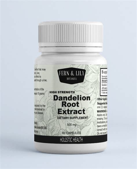 Dandelion Root Extract Capsules 500mg Fern And Lily Botanica