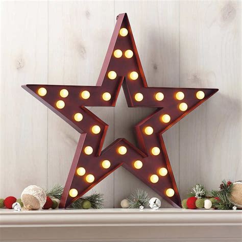 Christmas Holiday Star 30 Led Lights Metal Illuminated Loop For Wall