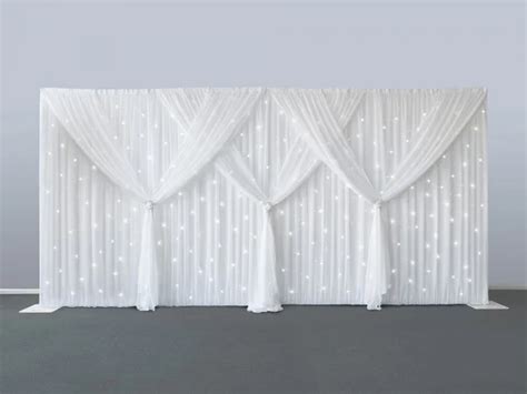 10ft X 20ft Starlit Wedding Backdrops Pure White Stage Curtain Wedding Decoration Background