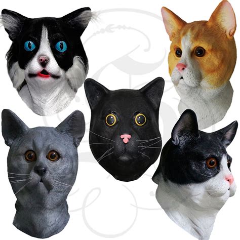 Latex Cat Mask For Cosplay Halloween Party Props Carnival Etsy