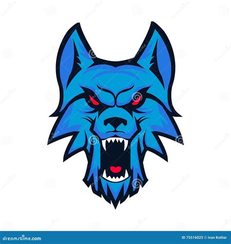 Template Of Logo With Angry Wolf Head Emblem For Sport Team Ma Stock