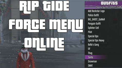 Take gta 5 to the next level whilst playing with friends using this free mod, spawn your favorite cars and play with the endless features included in this easy to download mod menu. GTA V Riptide Force v1 Mod Menu + Download (xbox 360/ps3 ...