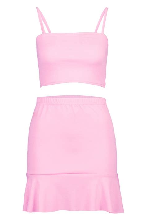 Strappy Crop Top And Skater Mini Skirt Two Piece Mini Skirts Strappy