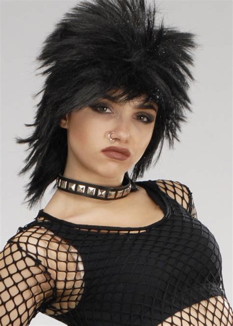 80s Punk Rock Idol Black Spiky Wig