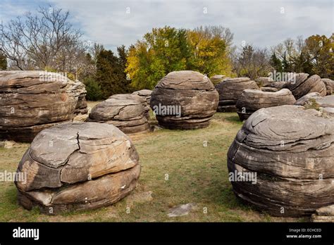 Sandstone Concretions Comprise Rock City Near Minneapolis Kansas Usa