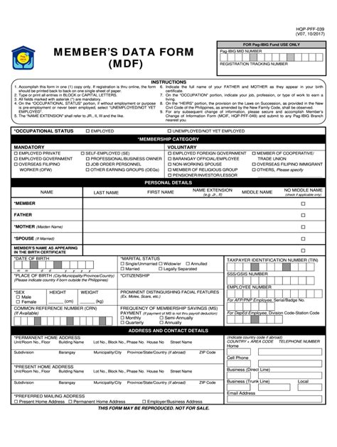 2017 Form Ph Pag Ibig Hqp Pff 039 Fill Online Printable Fillable